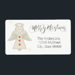 Etiqueta Merry Christmas Angel<br><div class="desc">Esta etiqueta de envío incluye un bello texto de guión de 'Feliz Navidad' y un adorable gráfico de ángeles. Sustituir su propio nombre y dirección para el ejemplo que se muestra aquí o usar para anunciar su propio sitio web,  o compañía editando o eliminando los campos de texto.</div>