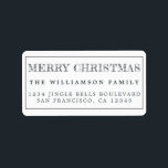 Etiqueta Merry Christmas Black White Return Address<br><div class="desc">Añade un poco más de alegría a tus tarjetas de vacaciones e invitaciones con nuestras etiquetas de la dirección de retorno de Feliz Navidad. Este elegante diseño de Navidades presenta "Feliz Navidad" en la tipografía moderna. Simplemente agrega tu nombre y dirección. Diseñado exclusivamente para usted por Happy Dolphin Studio. Si...</div>