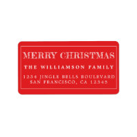 Merry Christmas Bright Red White Return Address