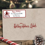 Etiqueta Merry Christmas Buffalo Plaid Address<br><div class="desc">Address Label features a red and black buffalo plaid Christmas tree and accents with the words "Merry Christmas".</div>