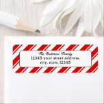 Etiqueta Merry Christmas Candy Cane Return Address<br><div class="desc">Caña de caramelo con rayas rojas y blancas con una dirección de retorno.</div>