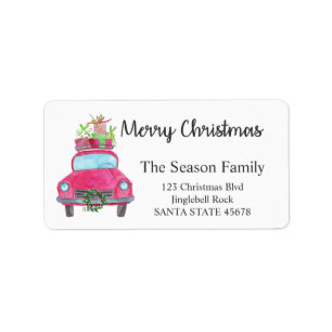 Etiqueta Merry Christmas Car and Christmas gifts