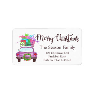 Etiqueta Merry Christmas Car and Christmas gifts