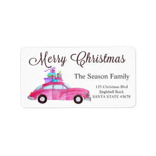 Etiqueta Merry Christmas Car and Christmas gifts