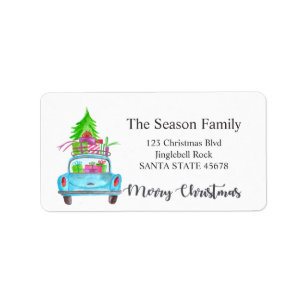 Etiqueta Merry Christmas Car and Christmas gifts