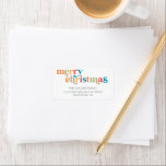 Etiqueta Merry Christmas Colorgraphy Typography Return Addr<br><div class="desc">Etiqueta de dirección de devolución de tipografía colorida de Feliz Navidad</div>