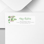 Etiqueta Merry Christmas, dirección de retorno de script ma<br><div class="desc">Caligrafía minimalista moderna Etiqueta de la dirección de regreso de Feliz Navidad con hojas de verdor de berry.</div>