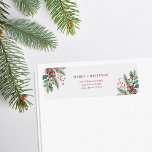 Etiqueta Merry Christmas dirección de retorno floral simple<br><div class="desc">Etiquetas de la dirección con temática navideña que incluyen Feliz Navidad y dirección de regreso de tu personalizado en un diseño tipográfico minimalista con elegantes Navidades simples florales.</div>