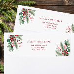Etiqueta Merry Christmas dirección de retorno floral simple<br><div class="desc">Etiquetas de la dirección con temática navideña que incluyen Feliz Navidad y dirección de regreso de tu personalizado en un diseño tipográfico minimalista con elegantes Navidades simples florales.</div>