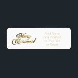 Etiqueta Merry Christmas Faux Relieve metalizado dorado Typ<br><div class="desc">Feliz Navidad! Moda de la tipografía de Relieve metalizado dorado falso,  Agregar nombre y dirección o su texto,  etiquetas de dirección de devolución de temporada de vacaciones</div>