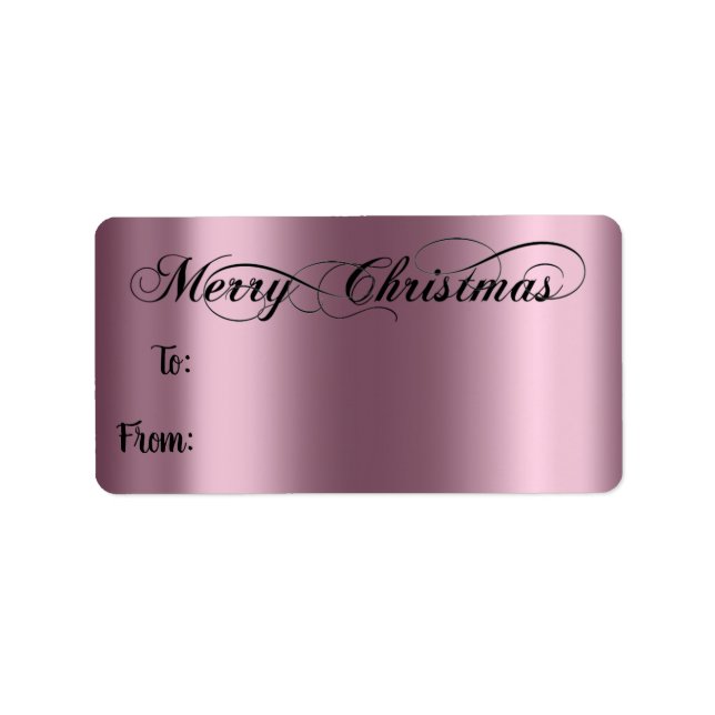 Etiqueta Merry Christmas From To Hand Letter Eggplant (Frente)