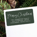 Etiqueta Merry Christmas fun script simple dirección de vac<br><div class="desc">Enviar Navidades coordinadores con esta etiqueta de la dirección de retorno de vacaciones simple y divertida. Diseñado para coordinar con la colección "Te deseamos una Feliz Navidad", este Navidad de la etiqueta de la dirección de retorno presenta tipografía divertida en un fondo verde festivo. Haga que su tarjeta de Navidades...</div>