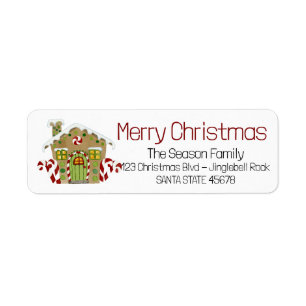 Etiqueta Merry Christmas Gingerbread house Label