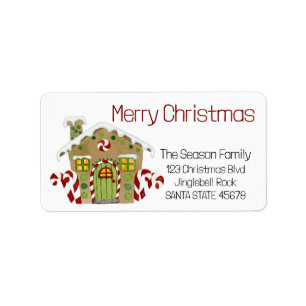Etiqueta Merry Christmas Gingerbread house Label