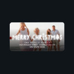 Etiqueta Merry Christmas Glow Holiday Photo Return Address<br><div class="desc">Diseñado por fat*fa*tin. Fácil de personalizar con su propio texto,  foto o imagen. Para solicitudes de personalizados,  por favor contacte directamente con fat*fa*tin. Se cobran cargos por personalizado. www.zazzle.com/fat_fa_tin www.zazzle.com/color_therapy www.zazzle.com/fatfatin_blue_knot・・・・・・・. www.zazzle.com/fatfatin_red_knot www.zazzle.com/fatfatin_mini_me www.zazzle.com/fatfatin_box</div>