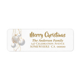 Etiqueta Merry Christmas Gold Text Return Address