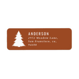 Etiqueta Merry Christmas graphic tree retro terracotta