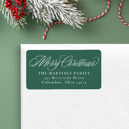 Etiqueta Merry Christmas green address