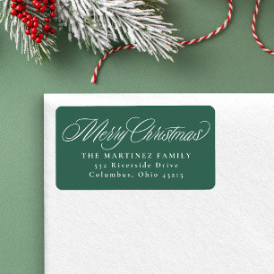 Etiqueta Merry Christmas green address