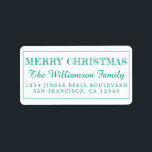 Etiqueta Merry Christmas Green Return Address<br><div class="desc">Añade un poco más de alegría a tus tarjetas de vacaciones e invitaciones con nuestras etiquetas de la dirección de retorno de Feliz Navidad. Este elegante diseño Navidad presenta 'Feliz Navidad' en una elegante caligrafía de escritura verde y tipografía moderna. Simplemente agrega tu nombre y dirección. Diseñado exclusivamente para usted...</div>
