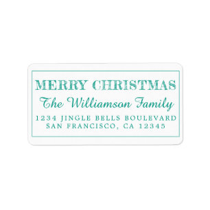 Etiqueta Merry Christmas Green Return Address
