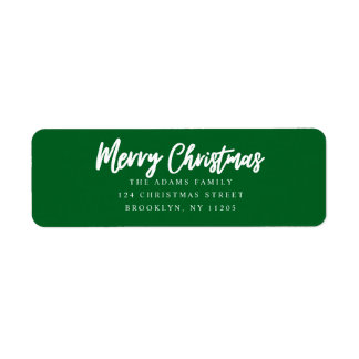 Etiqueta Merry Christmas green script return address