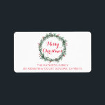 Etiqueta Merry Christmas Holly Berry Wreath Return Address<br><div class="desc">Feliz Navidad Berry Breath etiqueta de la dirección de retorno para sus tarjetas de felicitación de vacaciones. Personalizar con su apellido.</div>