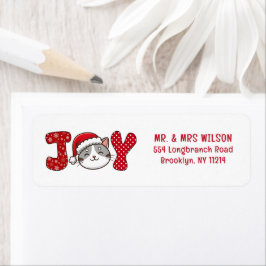 Etiqueta Merry Christmas Kitty Cat " JOY " dirección de ret