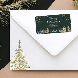 Etiqueta Merry Christmas Landscape Holiday Return Address