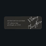 Etiqueta Merry Christmas Mailing Label<br><div class="desc">Modern black and white Merry Christmas script return address mailing label.</div>