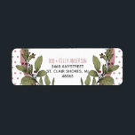 Etiqueta Merry Christmas Mistletoe Wreath Return Address<br><div class="desc">Se ha coloreado una corona de bonito de mistletoe blanco y negro para hacer que este divertido, casual Navidad de puntos de polka rosa devuelva la etiqueta de dirección. El color rosa polvoriento y el verde suave le dan un toque moderno a los colores Navidades tradicionales. Excelentes etiquetas para sus...</div>