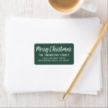 Etiqueta Merry Christmas Modern Script Green Return Address<br><div class="desc">Festive holiday address labels feature Merry Christmas in modern white script writing with custom return address text and a hunter green background - can be modified.</div>
