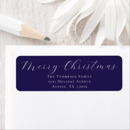 Etiqueta Merry Christmas Navy Blue Return Address Label