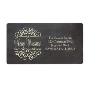 Etiqueta Merry Christmas New address holiday Label