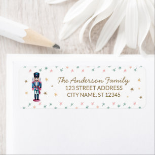 Etiqueta Merry Christmas Nutcracker Gold Return Address