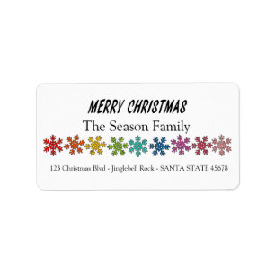 Etiqueta Merry Christmas Rainbow snowflakes