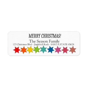 Etiqueta Merry Christmas Rainbow stars holiday label