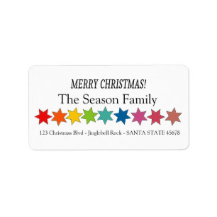 Etiqueta Merry Christmas Rainbow stars holiday label