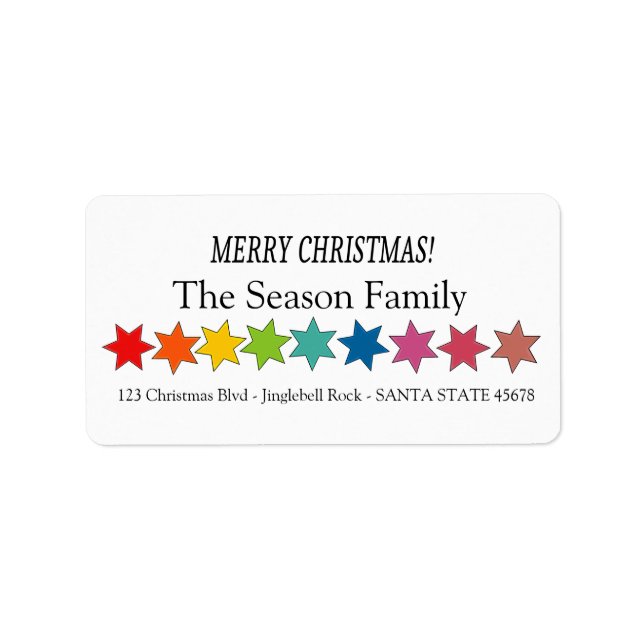 Etiqueta Merry Christmas Rainbow stars holiday label (Frente)