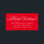 Etiqueta Merry Christmas red navidad return address<br><div class="desc">Envíe a los Navidades a animar con esta sencilla y divertida etiqueta de la dirección de retorno de vacaciones. Diseñado para coordinarse con la colección de Navidades Lea Delaveris Design Classic, esta etiqueta de dirección de retorno de Navidades incluye un guión clásico "Feliz Navidad" en un fondo rojo festivo. Haga...</div>