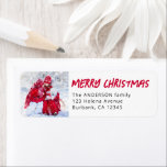 Etiqueta Merry Christmas Red Photo Return Address<br><div class="desc">Añada un toque personal a los sobres de su tarjeta de vacaciones con esta etiqueta de dirección de retorno de la foto La fotografía es para propósitos ilustrativos y se puede cambiar a uno propio.</div>