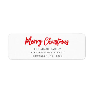 Etiqueta Merry Christmas Red script return address