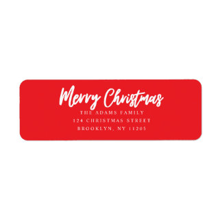 Etiqueta Merry Christmas Red script return address