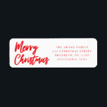 Etiqueta Merry Christmas Red script return address<br><div class="desc">Merry Christmas Red Typography etiqueta manuscrita de guión etiqueta de devolución etiqueta de dirección</div>