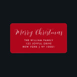 Etiqueta Merry Christmas Red Typography<br><div class="desc">Simple y elegante etiqueta de "Feliz Navidad" en la tipografía minimalista moderna en rojo y blanco. Sus nombres y direcciones pueden ser fácilmente personalizados para una etiqueta única con un toque personal para emparejar con nuestro rango de tarjetas de vacaciones en el mismo diseño!</div>