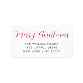 Etiqueta Merry Christmas Red Typography Return Address