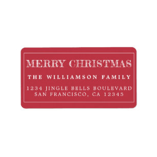 Etiqueta Merry Christmas Red White Return Address