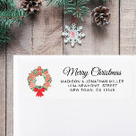 Etiqueta Merry Christmas Return Address<br><div class="desc">Esta etiqueta de la dirección de retorno festiva está decorada con una corona acuarela de galletas de jengibre y follaje. Dice "Feliz Navidad" en una tipografía elegante. Personalizable fácil. Utilice la Herramienta de diseño para cambiar el tamaño,  estilo o color del texto. Acuarela original © Michele Davies.</div>