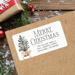Etiqueta Merry Christmas Return Address<br><div class="desc">Añade un toque festivo a tus tarjetas de Navidad y correos con nuestra etiqueta de dirección de devolución de Feliz Navidad. Estas etiquetas de los árboles de Navidad, estilo casa de campo, no sólo ayudan a los destinatarios a identificar quién enviaron las tarjetas, sino que también difunden alegría por las...</div>