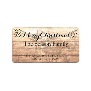 Etiqueta Merry Christmas Rustic wooden holiday label